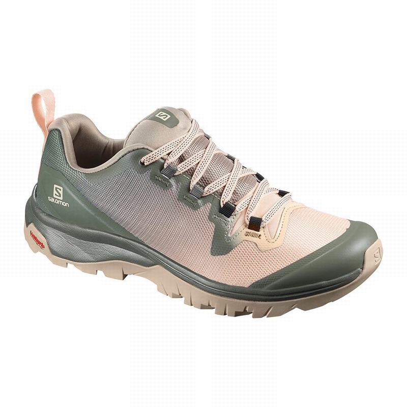 Salomon Israel VAYA - Womens Hiking Shoes - Pink/Green (HJSA-13045)